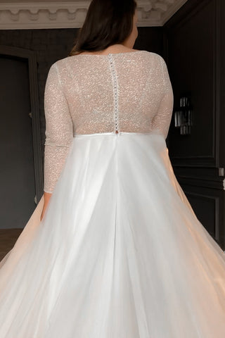 Plus Size Wedding Dress Missuri with Long Sleeves - Olivia Bottega