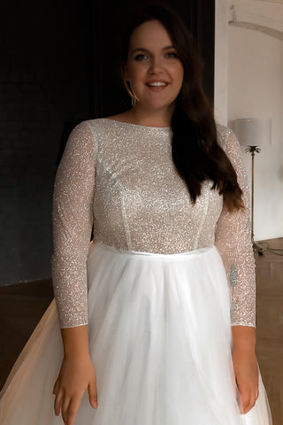 Plus Size Wedding Dress Missuri with Long Sleeves - Olivia Bottega