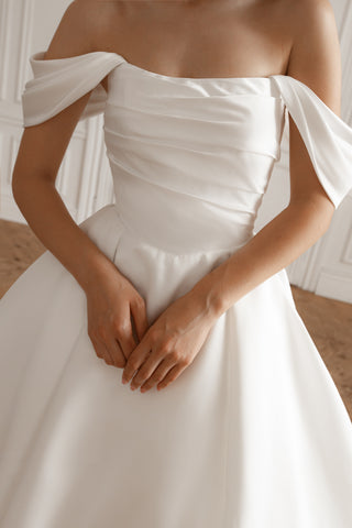 Satin Wedding Dress Dorothy with Balloon Skirt - Olivia Bottega