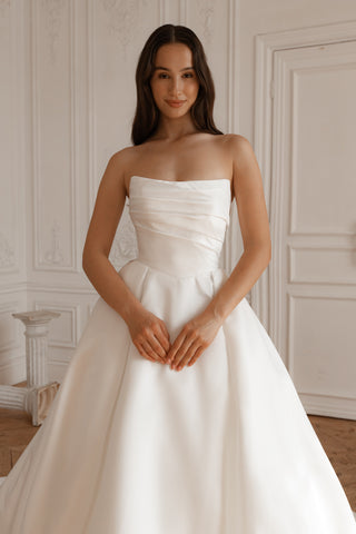 Satin Wedding Dress Dorothy with Balloon Skirt - Olivia Bottega