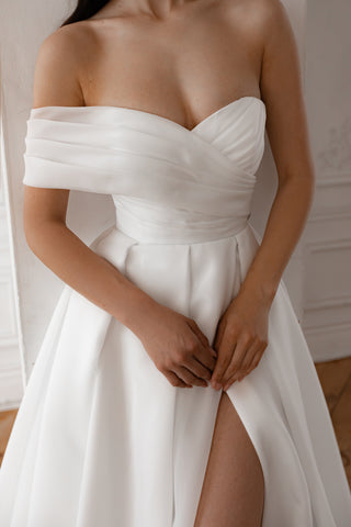 Organza Wedding Dress Enola with Leg Slit - Olivia Bottega