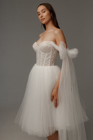 Short Wedding Dress Helena with Detachable Straps - Olivia Bottega