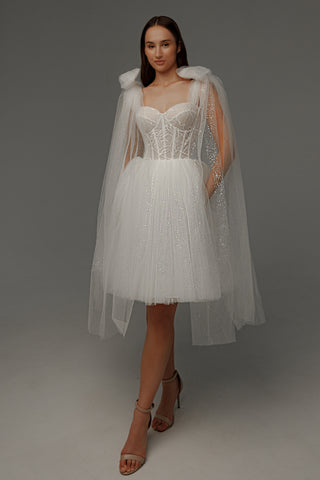 Short Wedding Dress Helena with Detachable Straps - Olivia Bottega