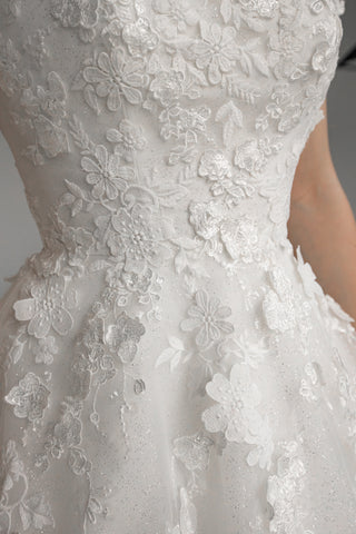 Floral Lace Tulle Wedding Dress Yoki with Detachable Straps - Olivia Bottega