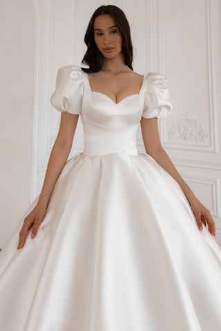 Mikado Wedding Gown Aurora with Long Train - Olivia Bottega