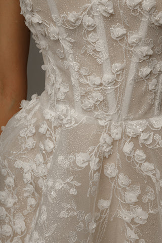 Short Floral Lace Wedding Dress Moonlit Siren - Olivia Bottega