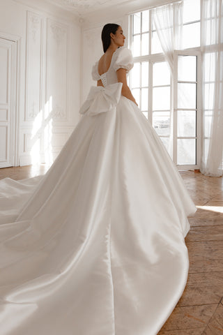 Mikado Wedding Gown Aurora with Long Train - Olivia Bottega