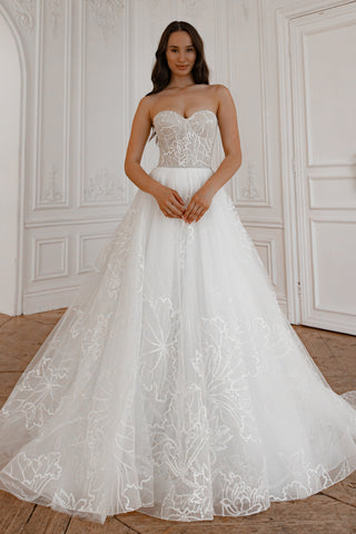 Light Ivory Floral Lace Wedding Dress Blum - Olivia Bottega