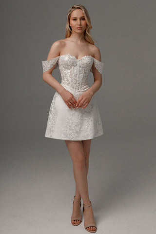 Short Lace Wedding Dress Mitsis - Olivia Bottega