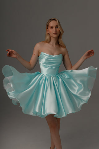 Aquamarine Wedding & Evening Dress Fiorelia With Detachable Straps - Olivia Bottega