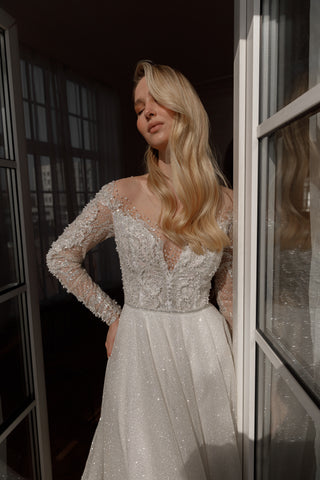 Wedding Dress Sabrina with Long Sleeves - Olivia Bottega