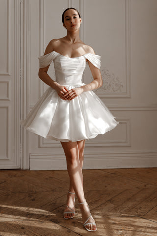 Short Wedding Dress Fiorelia with Detachable Straps - Olivia Bottega