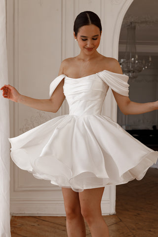 Short Wedding Dress Fiorelia with Detachable Straps - Olivia Bottega