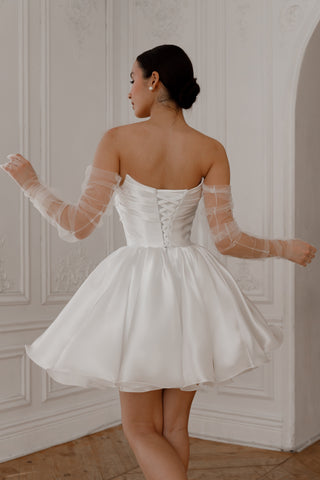 Short Wedding Dress Fiorelia with Detachable Straps - Olivia Bottega