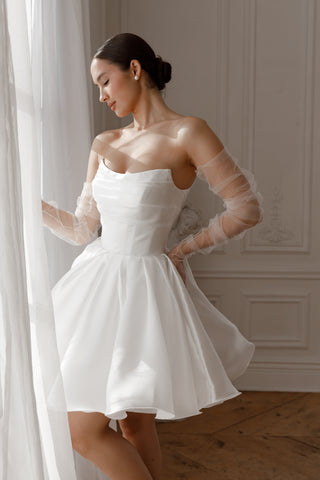 Short Wedding Dress Fiorelia with Detachable Straps - Olivia Bottega