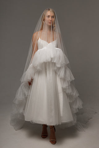 Two-Tier Wedding Veil with Ruffles