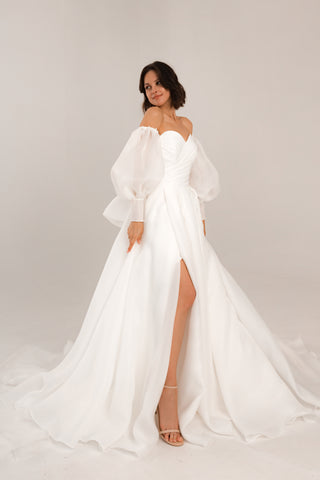 Extra Convertible Wedding Dress Audrey Mini (Basic mini dress + bolero + skirt + bow) - Olivia Bottega