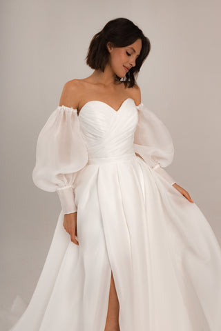 Extra Convertible Wedding Dress Audrey Mini (Basic mini dress + bolero + skirt + bow) - Olivia Bottega