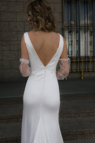 Satin Wedding Dress Solly with Sweep Train - Olivia Bottega