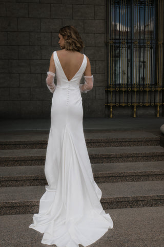 Satin Wedding Dress Solly with Sweep Train - Olivia Bottega