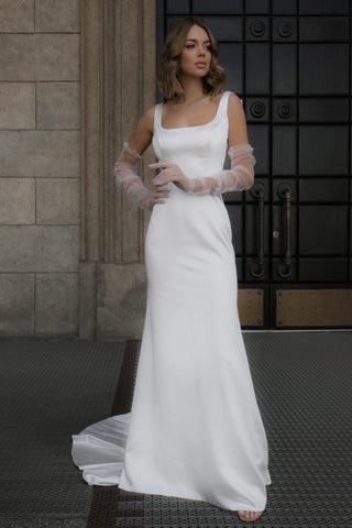 Satin Wedding Dress Solly with Sweep Train - Olivia Bottega