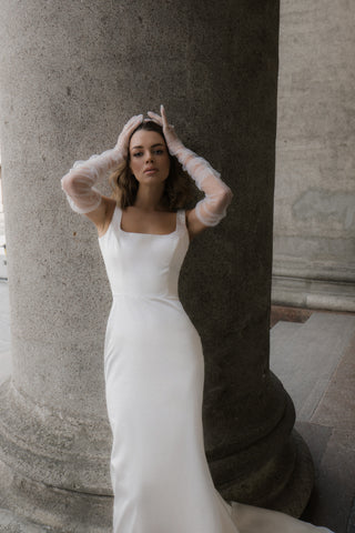 Satin Wedding Dress Solly with Sweep Train - Olivia Bottega