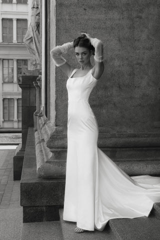 Satin Wedding Dress Solly with Sweep Train - Olivia Bottega