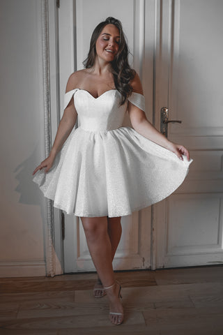 Plus Size Short Sparkly Wedding Dress Milana - Olivia Bottega