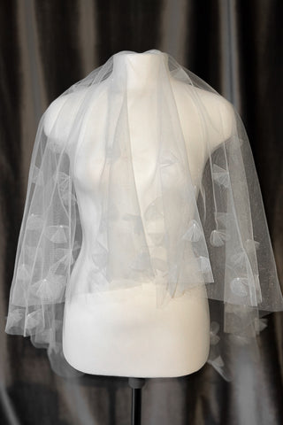 Two-Tier Wedding Veil with 3D Applique - Olivia Bottega