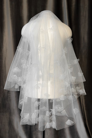 Two-Tier Wedding Veil with 3D Applique - Olivia Bottega