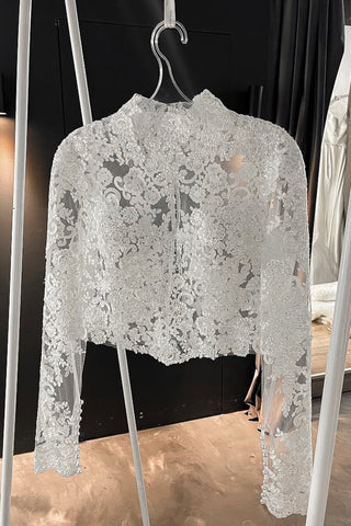 Lace Blouse Amy with Long Sleeves and High Neck