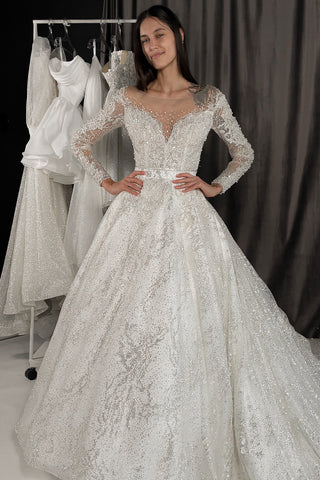 2 in 1 Wedding Dress Sabrina With Detachable Skirt Meryem - Olivia Bottega