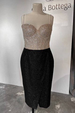 Nude Midi Sparkly Evening Dress Madonna - Olivia Bottega