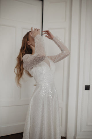 Light ivory Sparkly Wedding Dress Feilin - Olivia Bottega