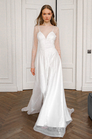 Light ivory Sparkly Wedding Dress Feilin - Olivia Bottega