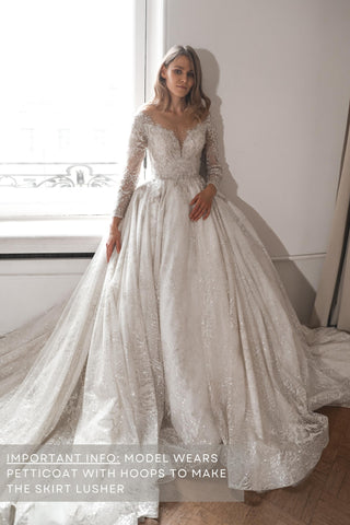 Royal Lace Off-The-Shoulder Sparkly Wedding Dress Meryem - Olivia Bottega