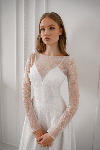 Light ivory Sparkly Wedding Dress Feilin - Olivia Bottega