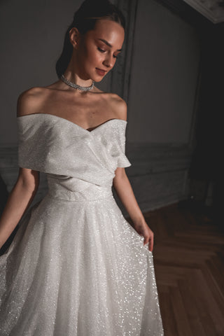 Shimmering Off-the-Shoulder Wedding Dress Melanie - Olivia Bottega