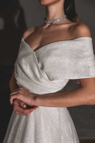 Shimmering Off-the-Shoulder Wedding Dress Melanie - Olivia Bottega