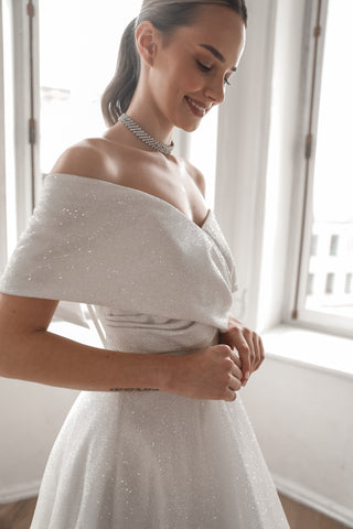 Shimmering Off-the-Shoulder Wedding Dress Melanie - Olivia Bottega