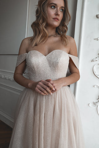 Blush Sparkly Midi Evening Dress Soul - Olivia Bottega