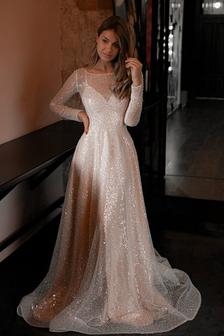 Nude Sparkly Wedding Dress Feilin - Olivia Bottega