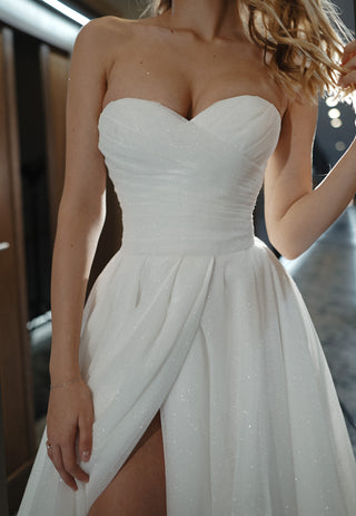 Sparkle Sleeveless Wedding Dress Mirrorball with Detachable Bow - Olivia Bottega