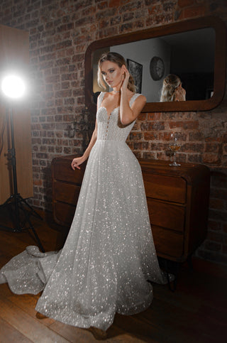 Shiny A-line Wedding Dress Coral - Olivia Bottega