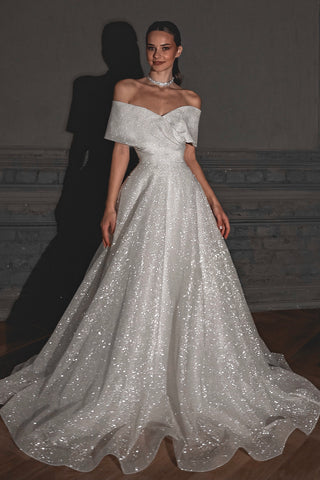 Shimmering Off-the-Shoulder Wedding Dress Melanie - Olivia Bottega