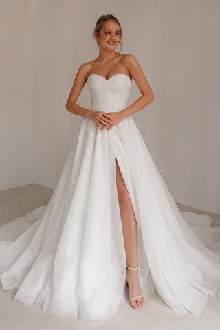 Sparkle Sleeveless Wedding Dress Mirrorball with Detachable Bow - Olivia Bottega