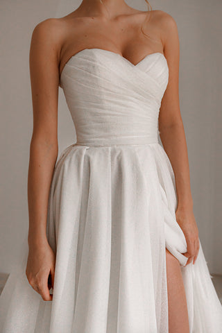 Sparkle Sleeveless Wedding Dress Mirrorball with Detachable Bow - Olivia Bottega