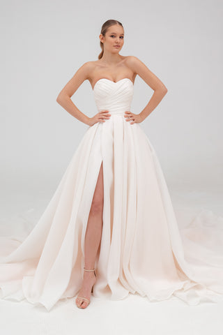 Coral Extra Convertible Wedding Dress Audrey (Basic dress + bolero + bow + detachable train) - Olivia Bottega