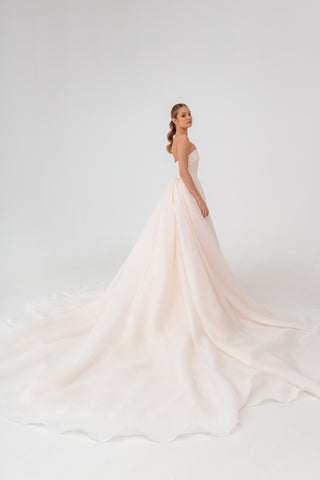 Coral Extra Convertible Wedding Dress Audrey (Basic dress + bolero + bow + detachable train) - Olivia Bottega