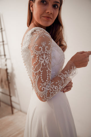 Lace Chiffon Wedding Dress Troisty Fly - Olivia Bottega